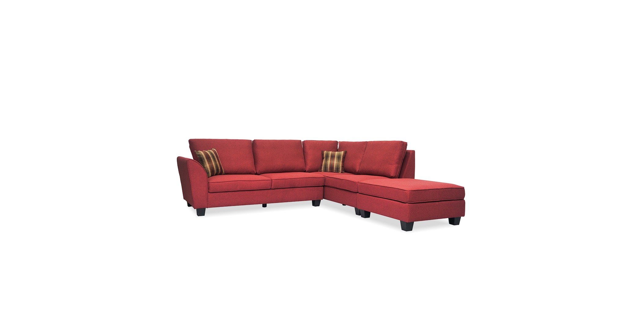 Bella Corner RHF Chaise + Ottoman Cranberry Col