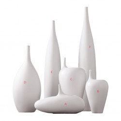 White Silky Set of 6 Ceramic Vase