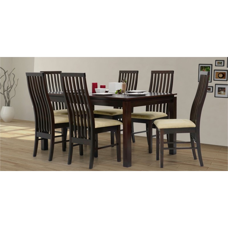 Caribean Table and 6 Chairs Rubberwood