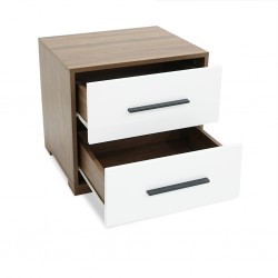 Cathalina Night Stand Walnut & White