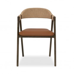 Jenson Dining Chair Tanleather and Dark stain