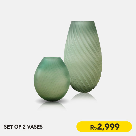 SET OF 2 VASES PRAY GREEN