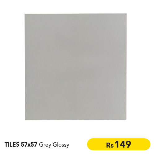 TILES 57X57 GREY GLOSSY