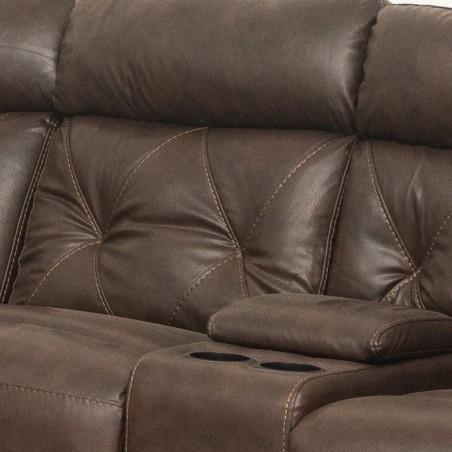 Crestline Sofa Corner Vegan Leather in Brown Col