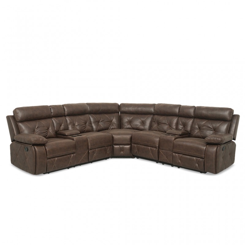 Crestline Sofa Corner Vegan Leather in Brown Col Crestline Sofa Corner Vegan Leather in Brown Col