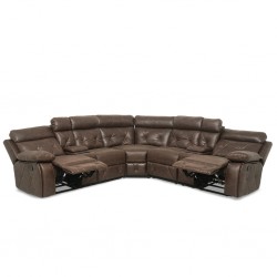 Crestline Sofa Corner Vegan Leather in Brown Col Crestline Sofa Corner Vegan Leather in Brown Col