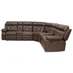 Crestline Sofa Corner Vegan Leather in Brown Col Crestline Sofa Corner Vegan Leather in Brown Col