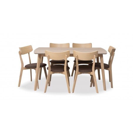 Tarva Table and 6 Chairs Fabric Brown