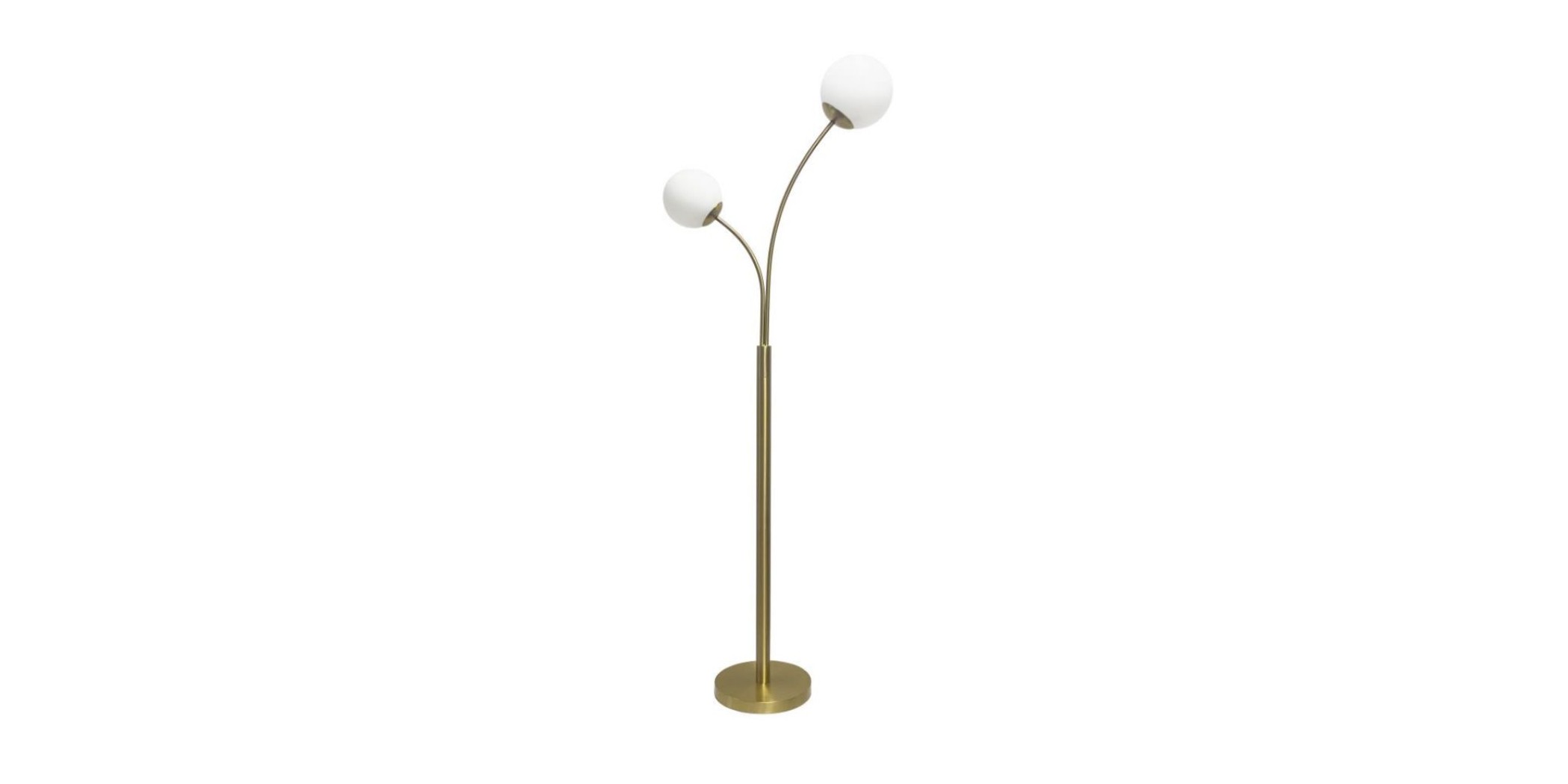 Metal Floor Lamp In Brass Finish With 2 Opal Glass Shade Brass & White - ML2346785
