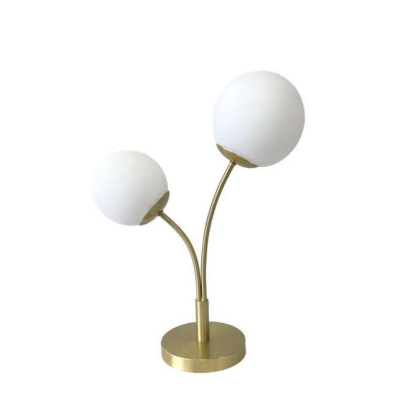 Metal Table Lamp In Brass Finish With 2 Opal Glass Shade Brass & White - ML2346786 Metal Table Lamp In Brass Finish With 2 Opal Glass Shade Brass & White - ML2346786