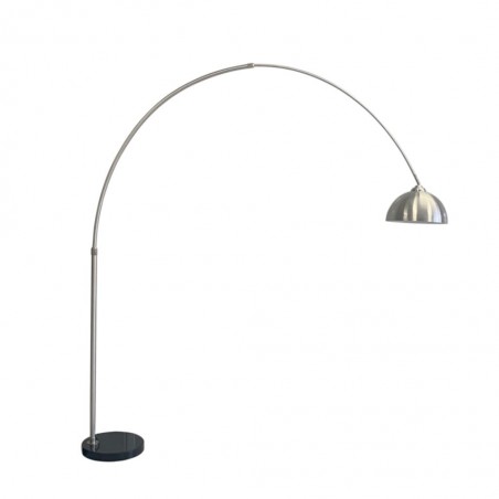 Metal Arc Arm Floor Lamp Nickel & Black Marble ML23470696