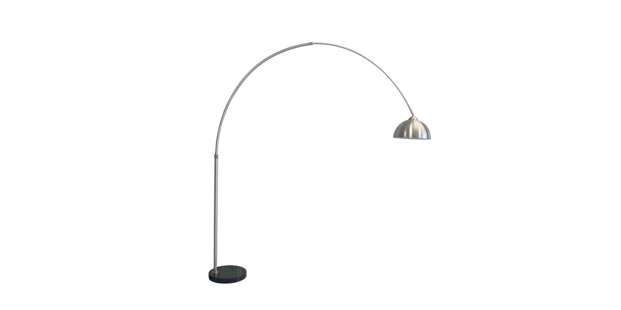 Metal Arc Arm Floor Lamp Nickel & Black Marble ML23470696