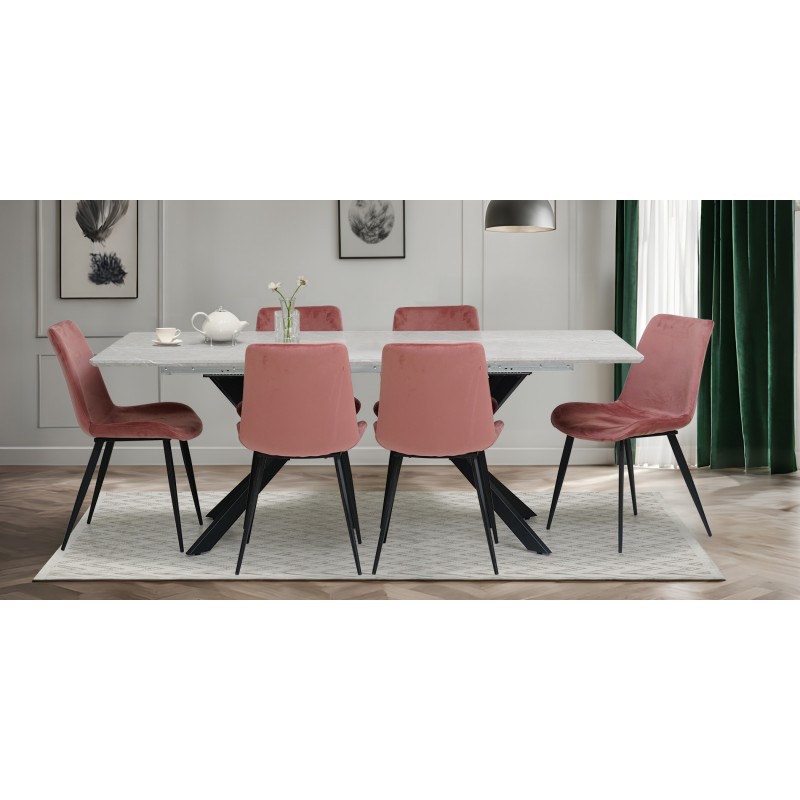 Domenica Table & 6 Chairs Pink