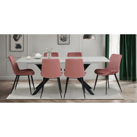 Domenica Table & 6 Chairs Pink