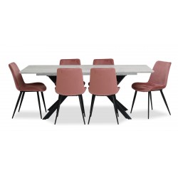 Domenica Table & 6 Chairs Pink