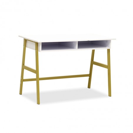 Ratchet Office Desk White Top & Metal Legs