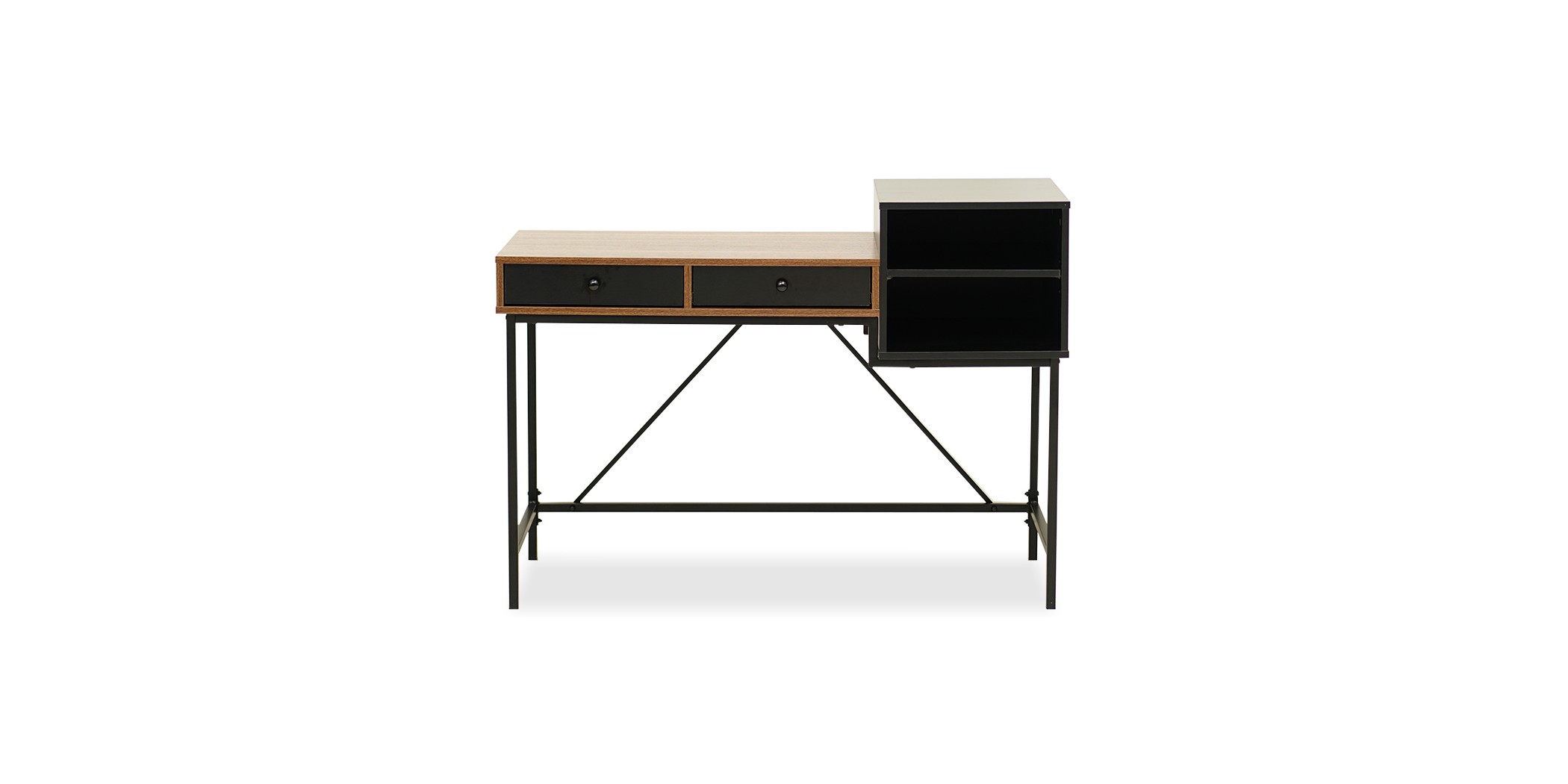 Napse Office Desk Walnut Top & Black Legs