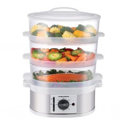 MORPHY RICHARDS 470001 9L 3 TIER WHITE FOOD STEAMER