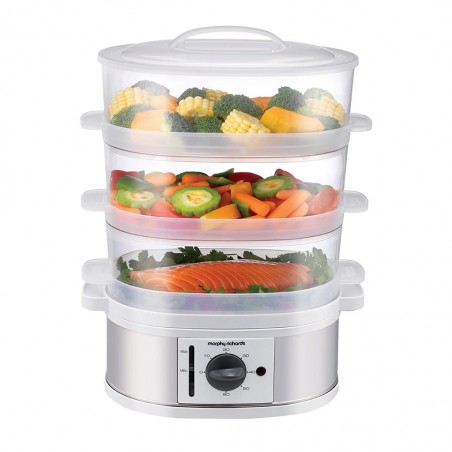 MORPHY RICHARDS 470001 9L 3 TIER WHITE FOOD STEAMER