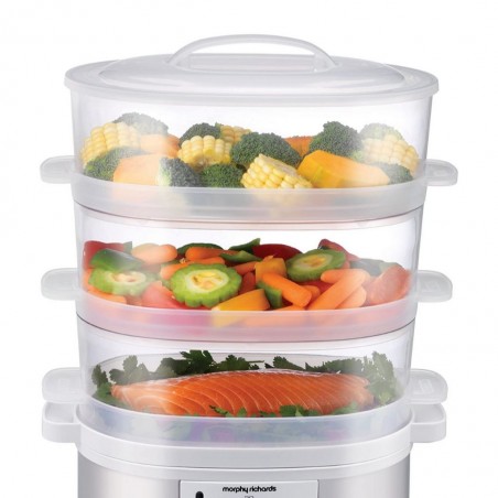 MORPHY RICHARDS 470001 9L 3 TIER WHITE FOOD STEAMER