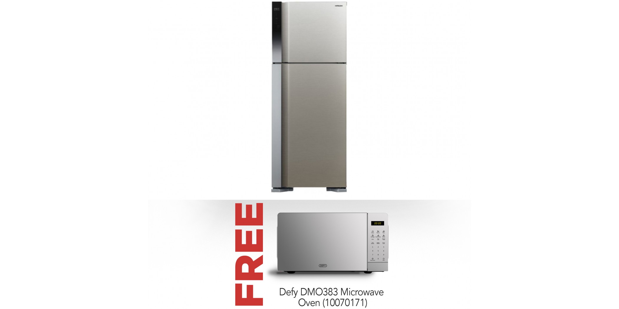 Hitachi R-V541PRU0 Refrigerator and Free Defy DMO383 Microwave Oven