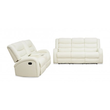 Veneto Sofa 3+2 in White Leather Gel