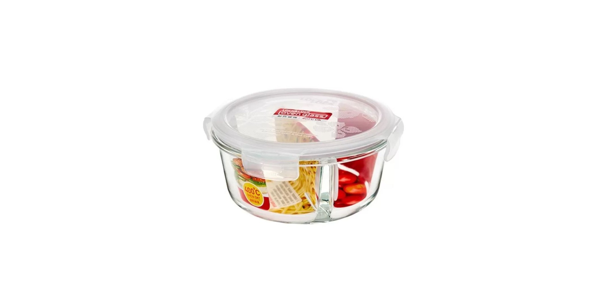Lock & Lock LLG831C 550ml Round Oven Glass W/Divider - 150 x 70mm - HC373