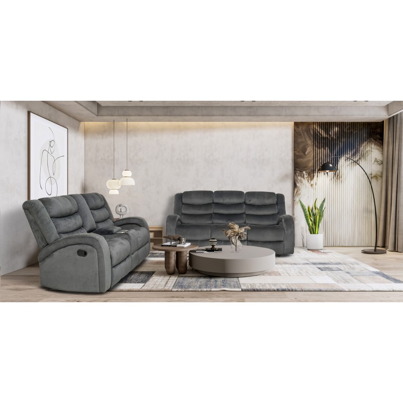 Santarelli Recliner Sofa 3+2 in Grey Col Fab Santarelli Recliner Sofa 3+2 in Grey Col Fab