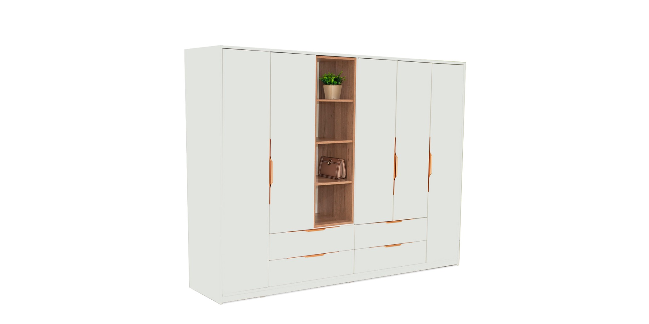 Casablanca Wardrobe 5 Doors Oak & White