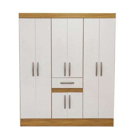 Portugal Wardrobe 8 Doors with 1 Drawer Freijo/Off White