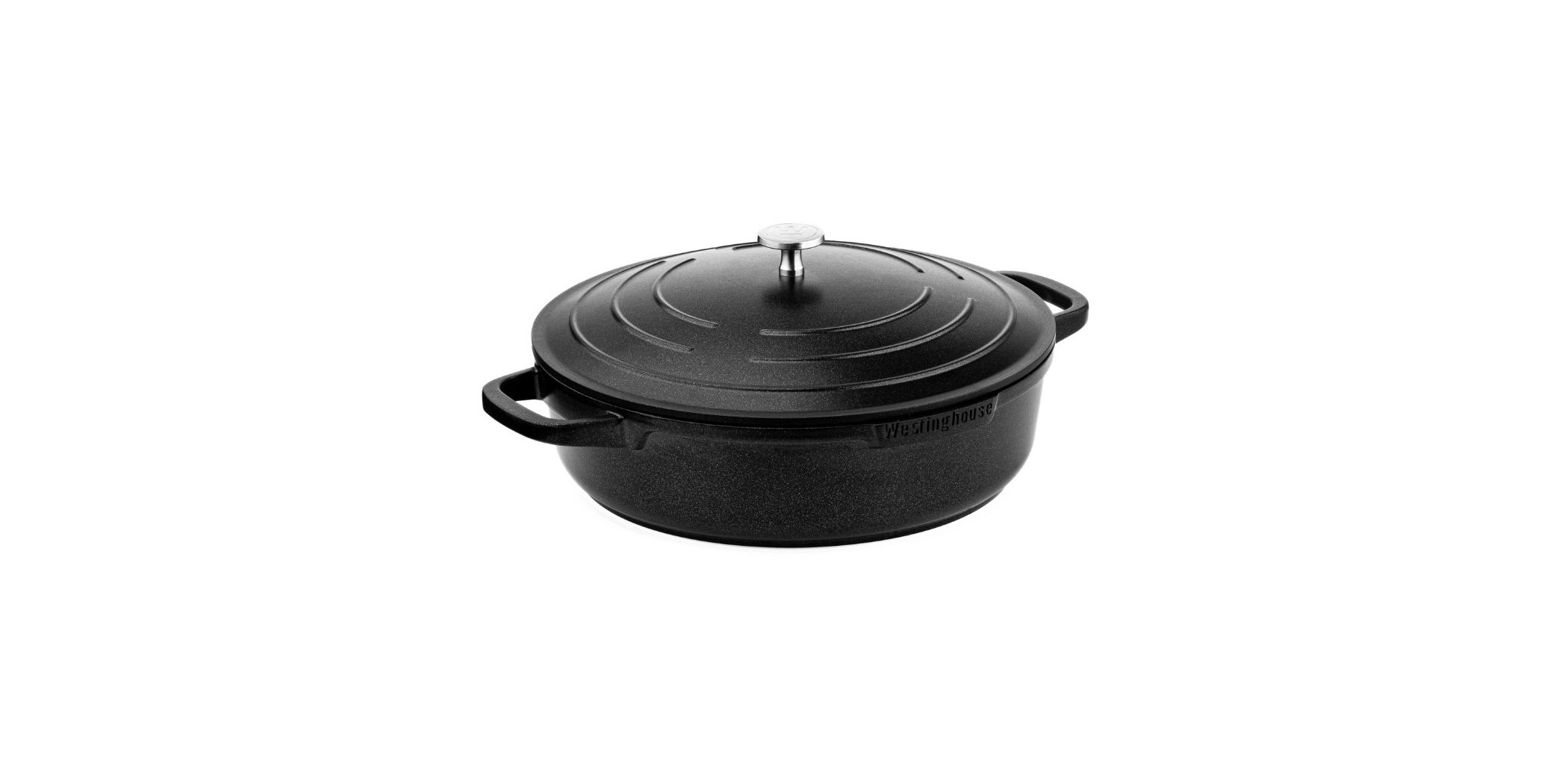 Westinghouse 32cm Black Cast Aluminum Low Casserole With Lid Performance Series WCCC0095L32BK