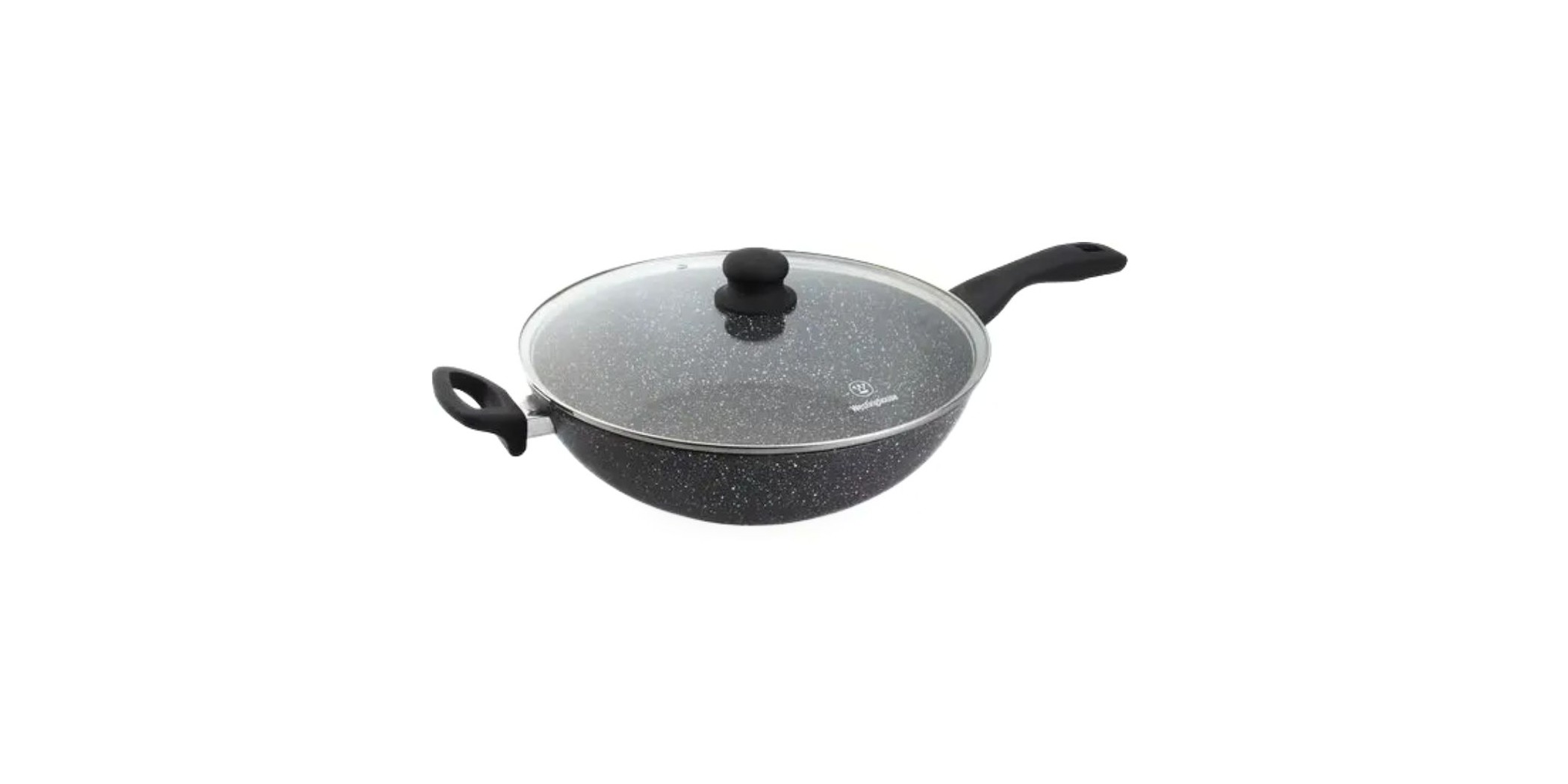 Westinghouse 32cm Forged Aluminum Wok With Lid Black Marble WCCW0009032MBB