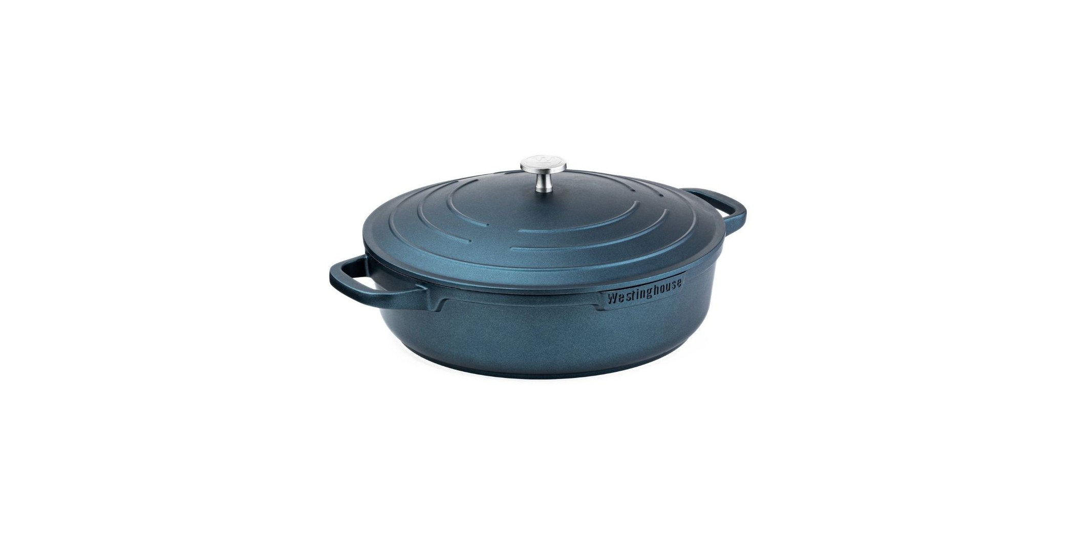 Westinghouse 28cm Blue Cast Aluminum Low Casserole With Lid Performance Series WCCC0095L28BL