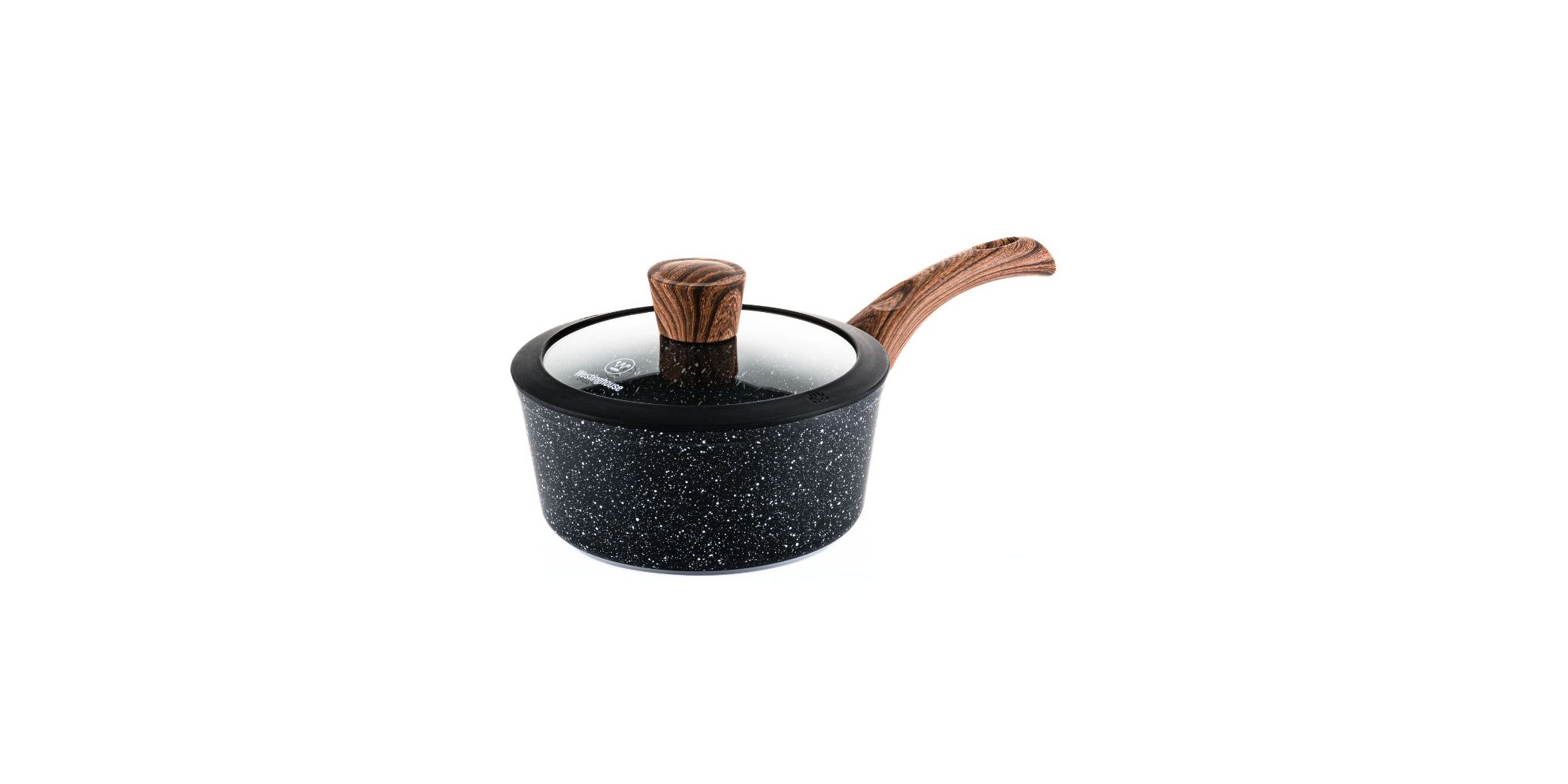 Westinghouse 18cm Forged Aluminum Saucepan With Glass Lid - Black Marble Wood WCSP0085018MBB