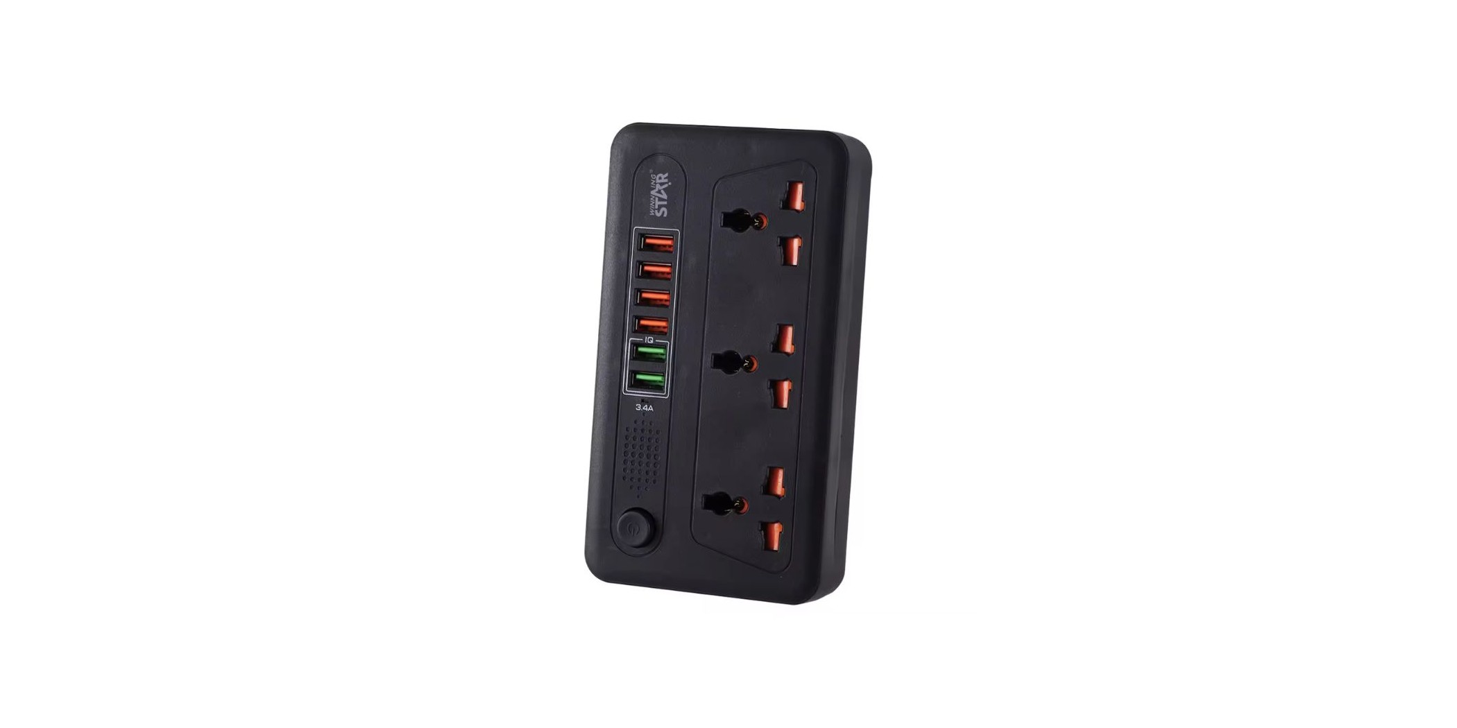 Winning Star ST-4010 Black 10A 3 Plug & 4 USB Charge Positions Power Socket "O"