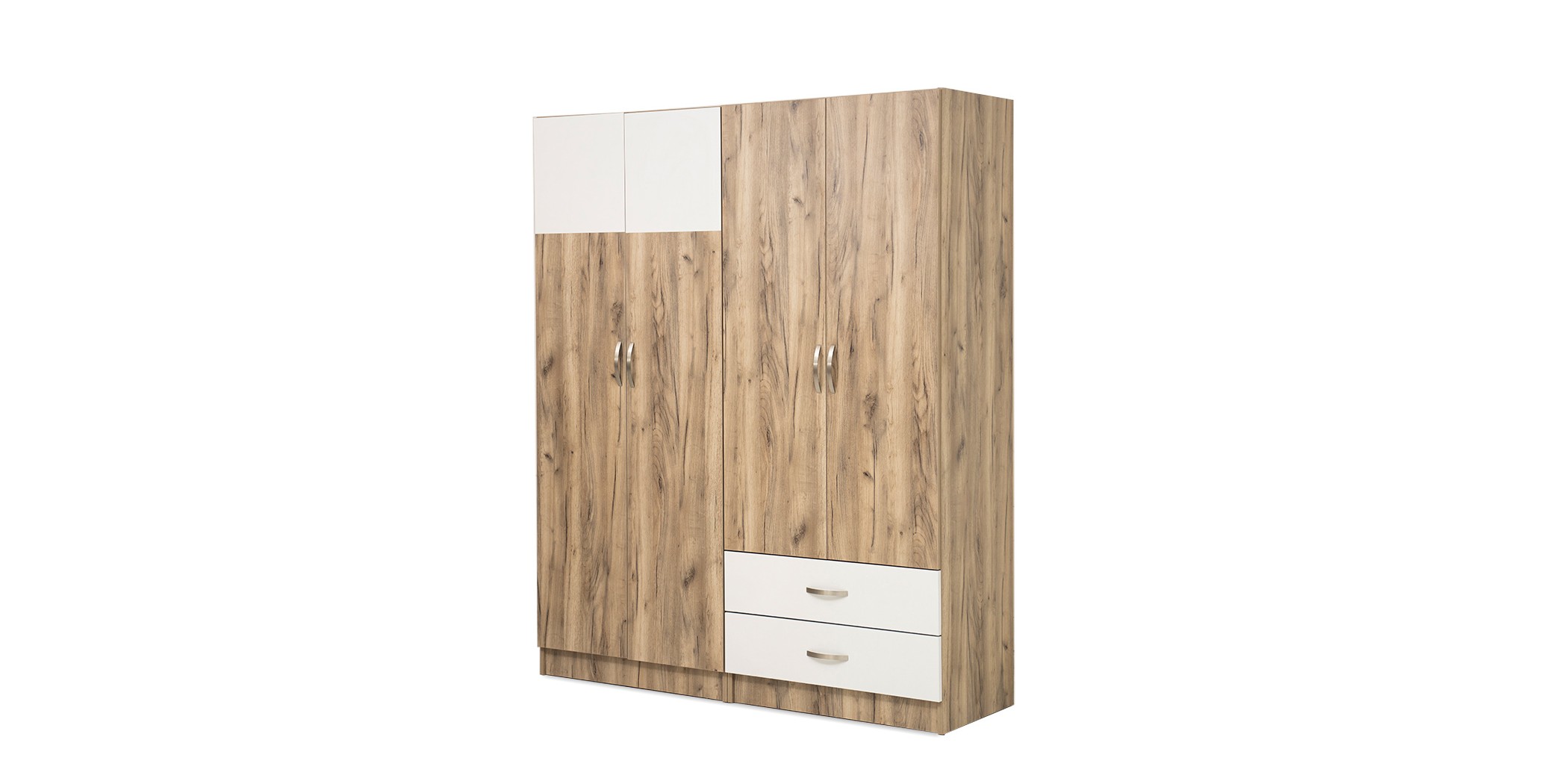 Lazzio Wardrobe 4 Doors Grey Oak & White Matt