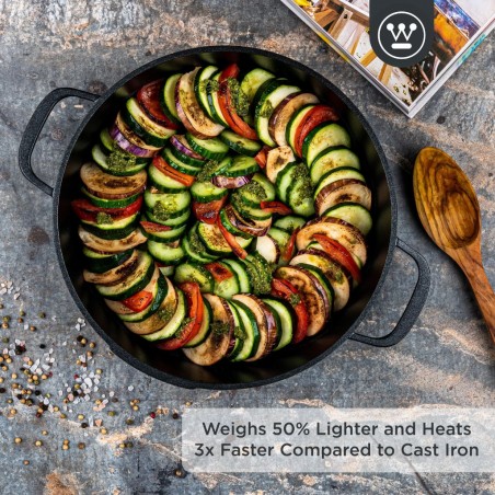 Westinghouse 32cm Black Cast Aluminum Low Casserole With Lid Performance Series WCCC0095L32BK