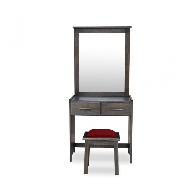 Napoleon Dressing Table With Pouf Grey Rubberwood
