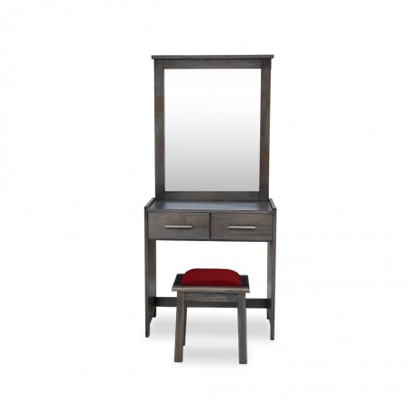 Napoleon Dressing Table With Pouf Grey Rubberwood