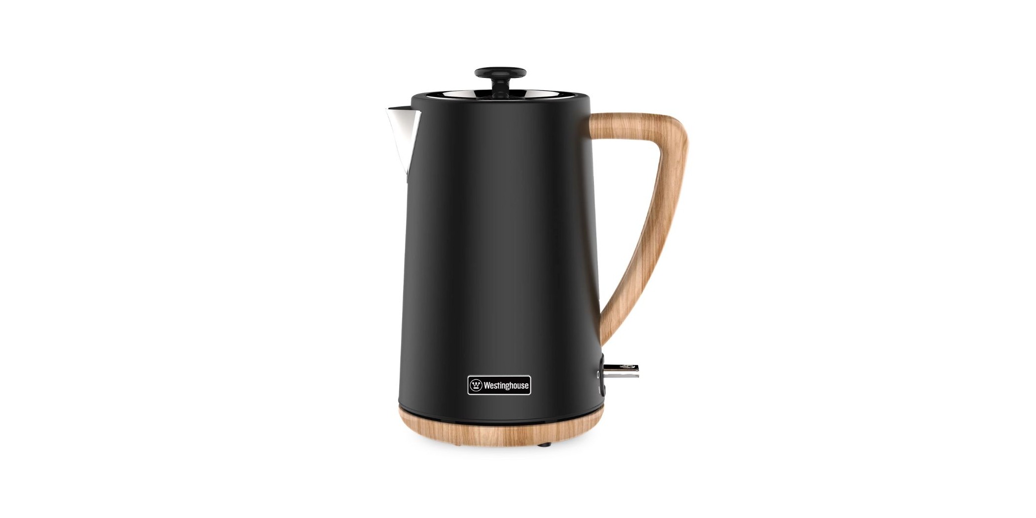 Westinghouse WKWKW149 Matt Black 1.7L Stainless Steel Kettle With Wooden Effect