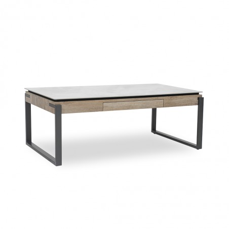 Coastal Coffee Table Pudalas Grey With Drawer