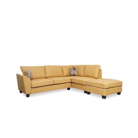 Bella Corner RHF Chaise+LHF 2Str+Otto Fabric Mustard Leather Gel