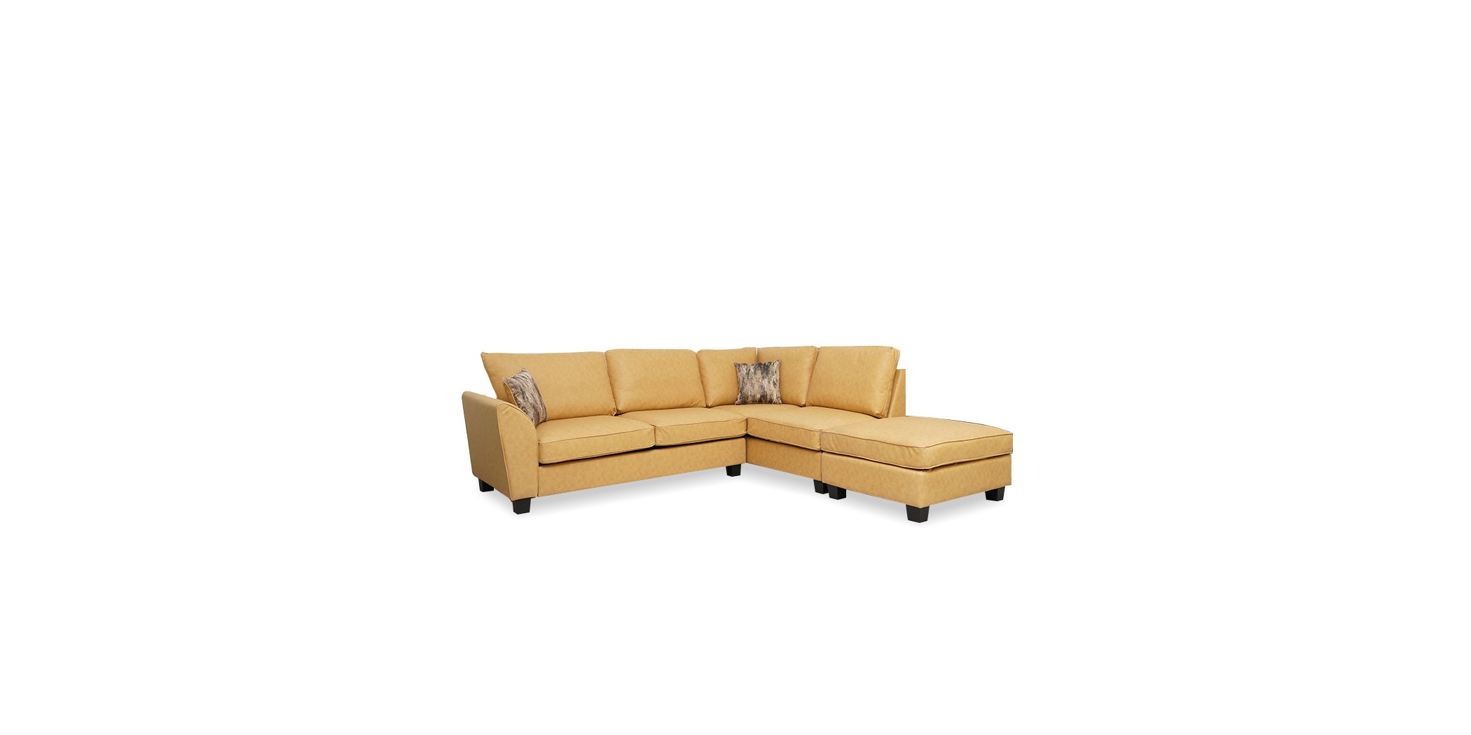Bella Sofa Corner in Mustard Col Leather Gel