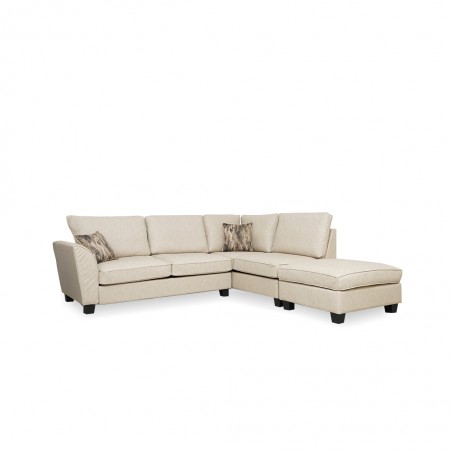 Bella Corner RHF Chaise+LHF 2Str+Otto Fabric Stone Leather Gel