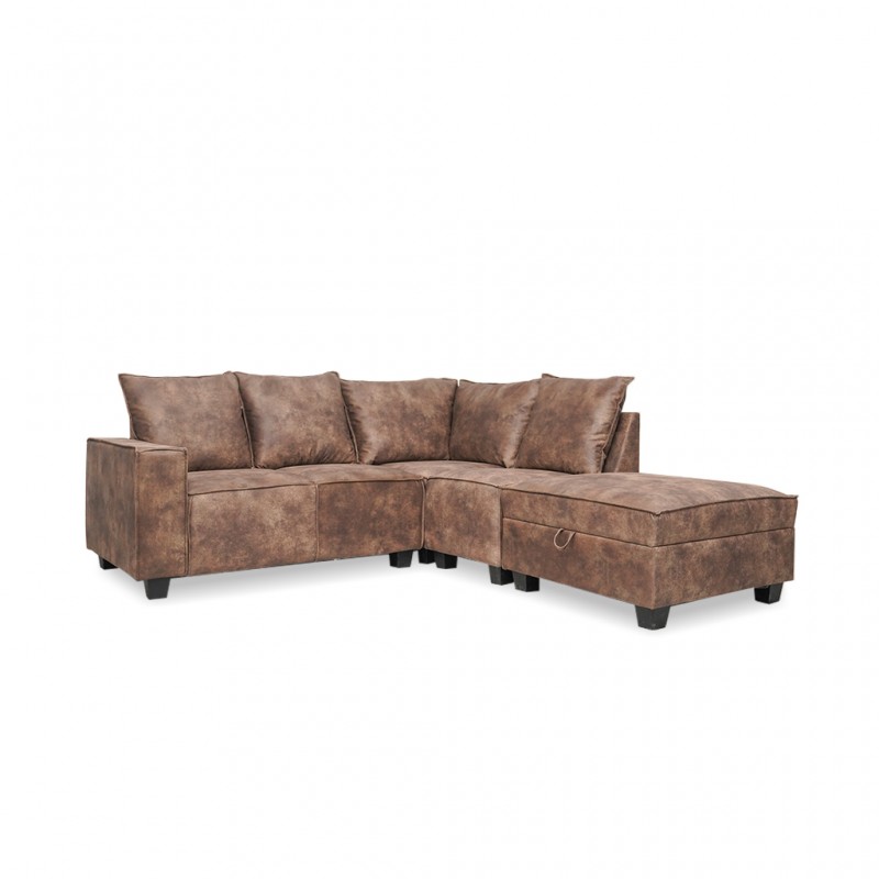 Hunter Reversible Modular Sofa W/Storage Chaise D.Brown Hunter Reversible Modular Sofa W/Storage Chaise D.Brown