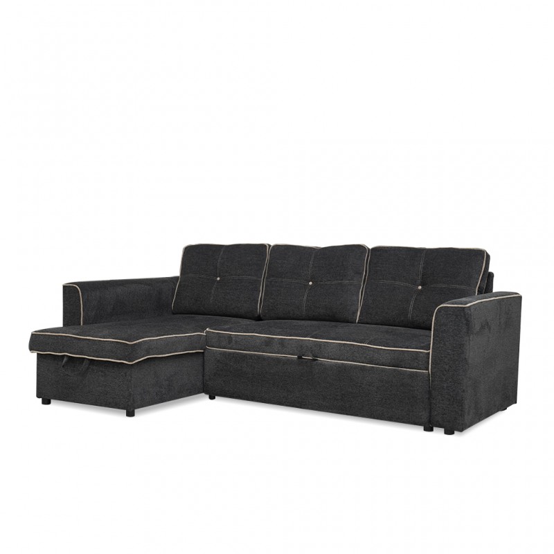 Conrad Pull Out SofaBed LHF Chaise Storage Unit Grey Conrad Pull Out SofaBed LHF Chaise Storage Unit Grey
