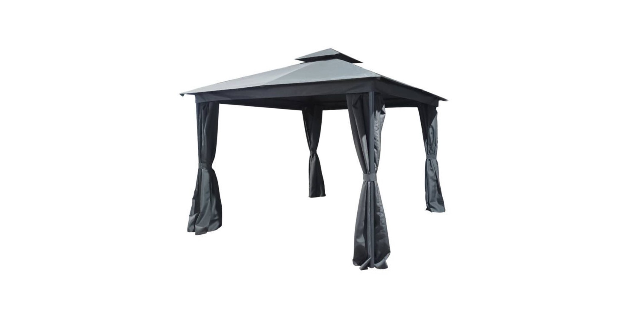 Eton Gazebo Double Roof Iron Shed Grey Fabrics and black