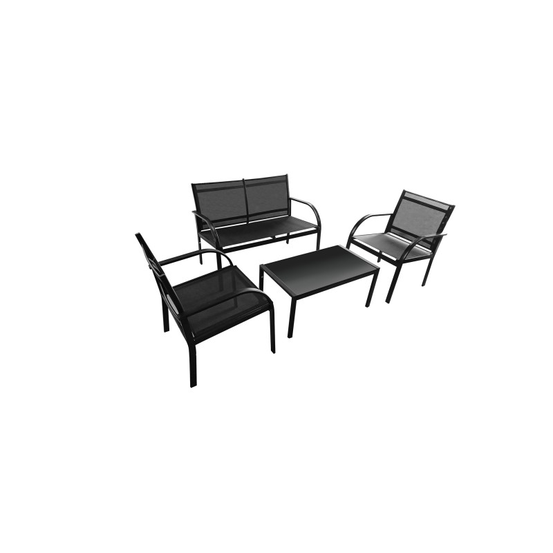 Russo Sofa Set 2+1+1 With Coffee Table Black Russo Sofa Set 2+1+1 With Coffee Table Black