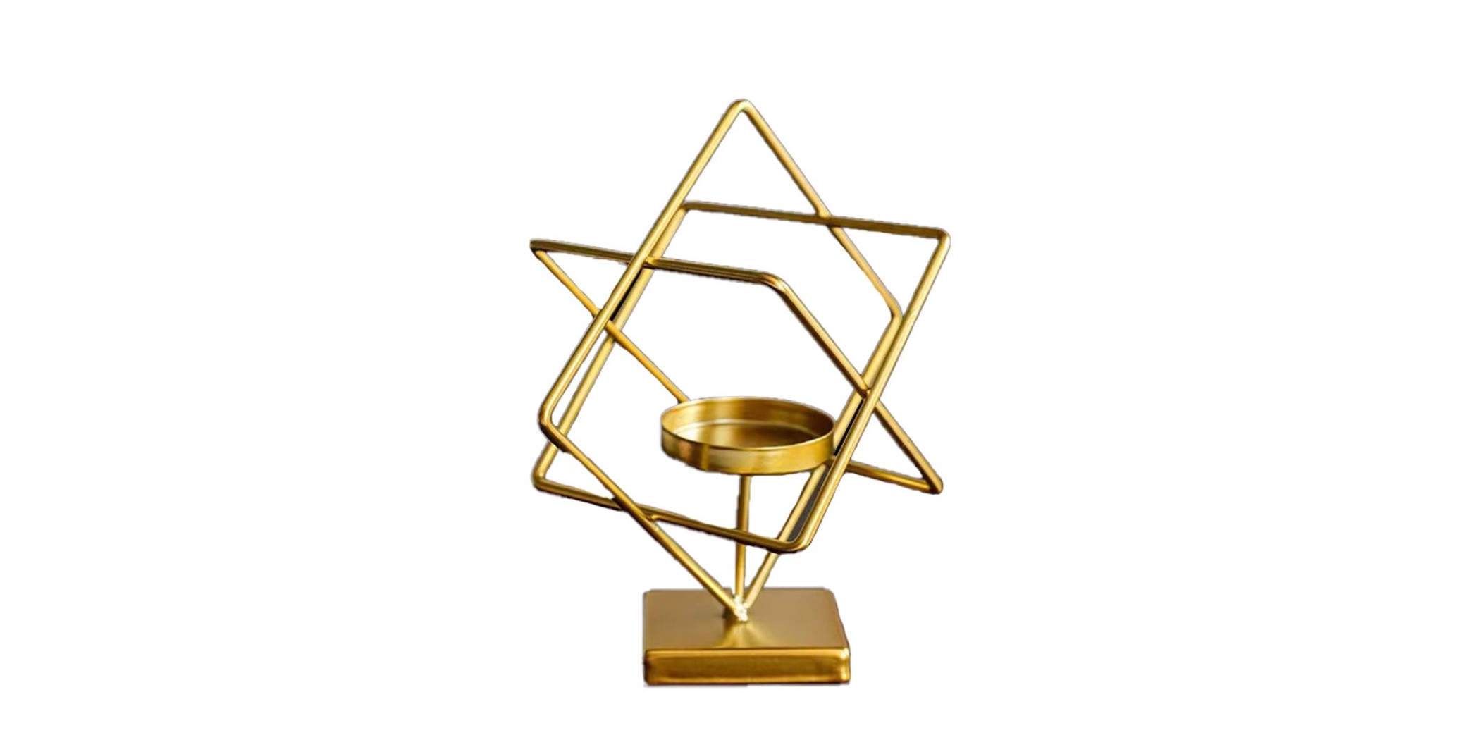 Traingle Gold Candle Holder Metal