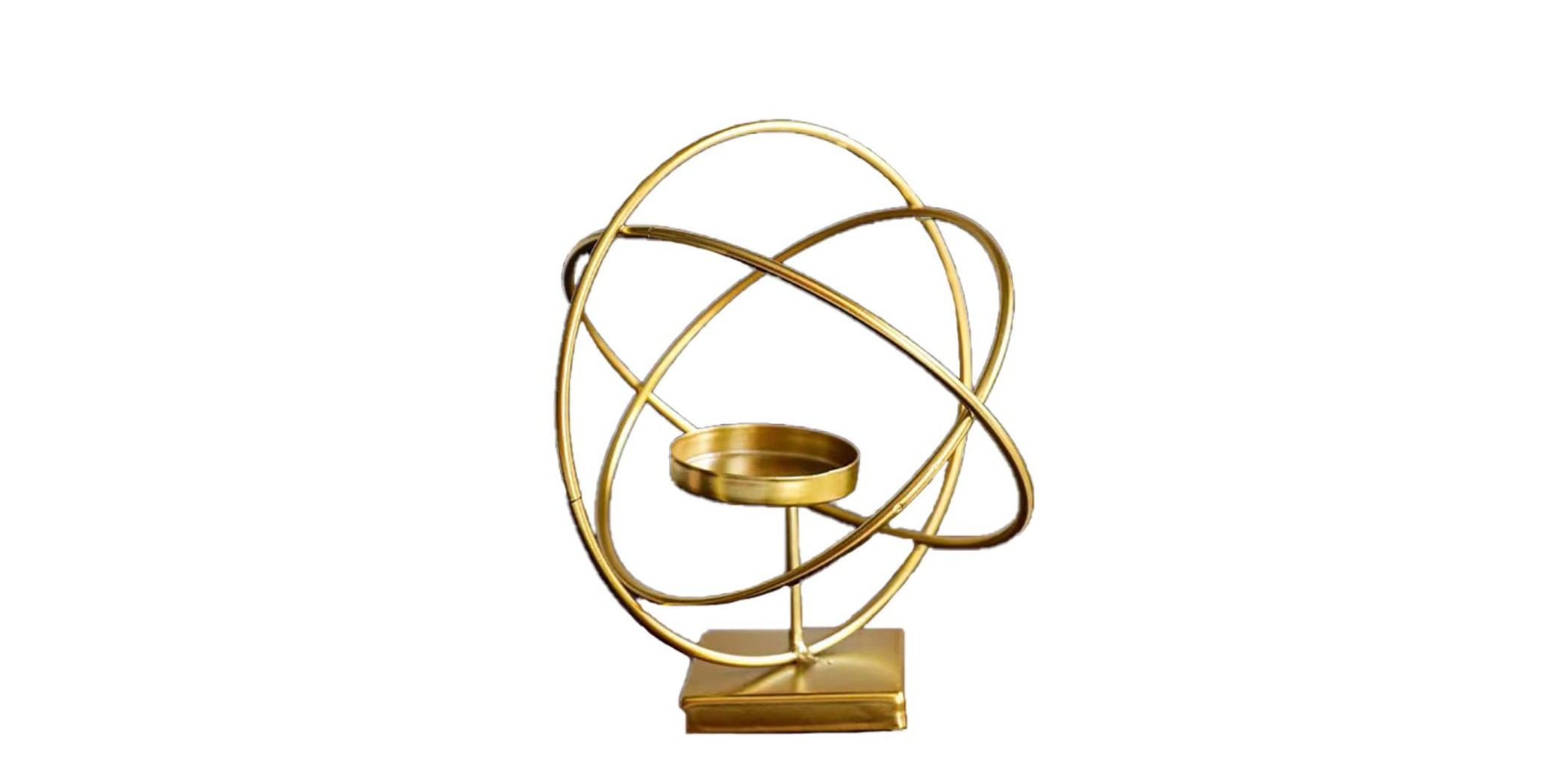 Round Gold Candle Holder Metal